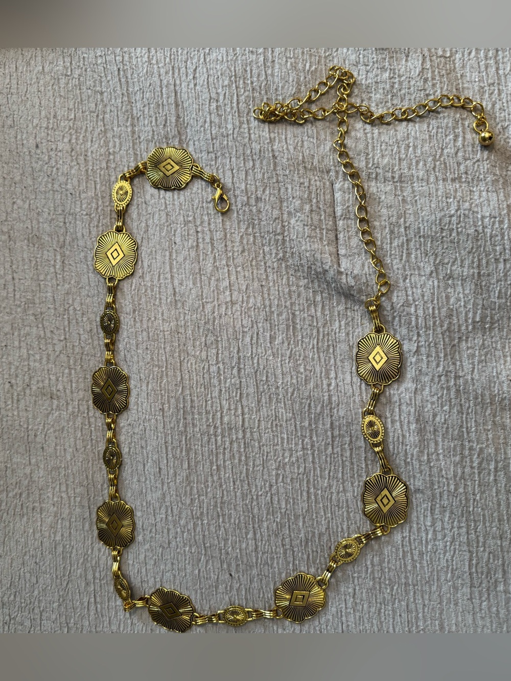 Gold Tone Floral Medallion Link Necklace - Women Jewelry